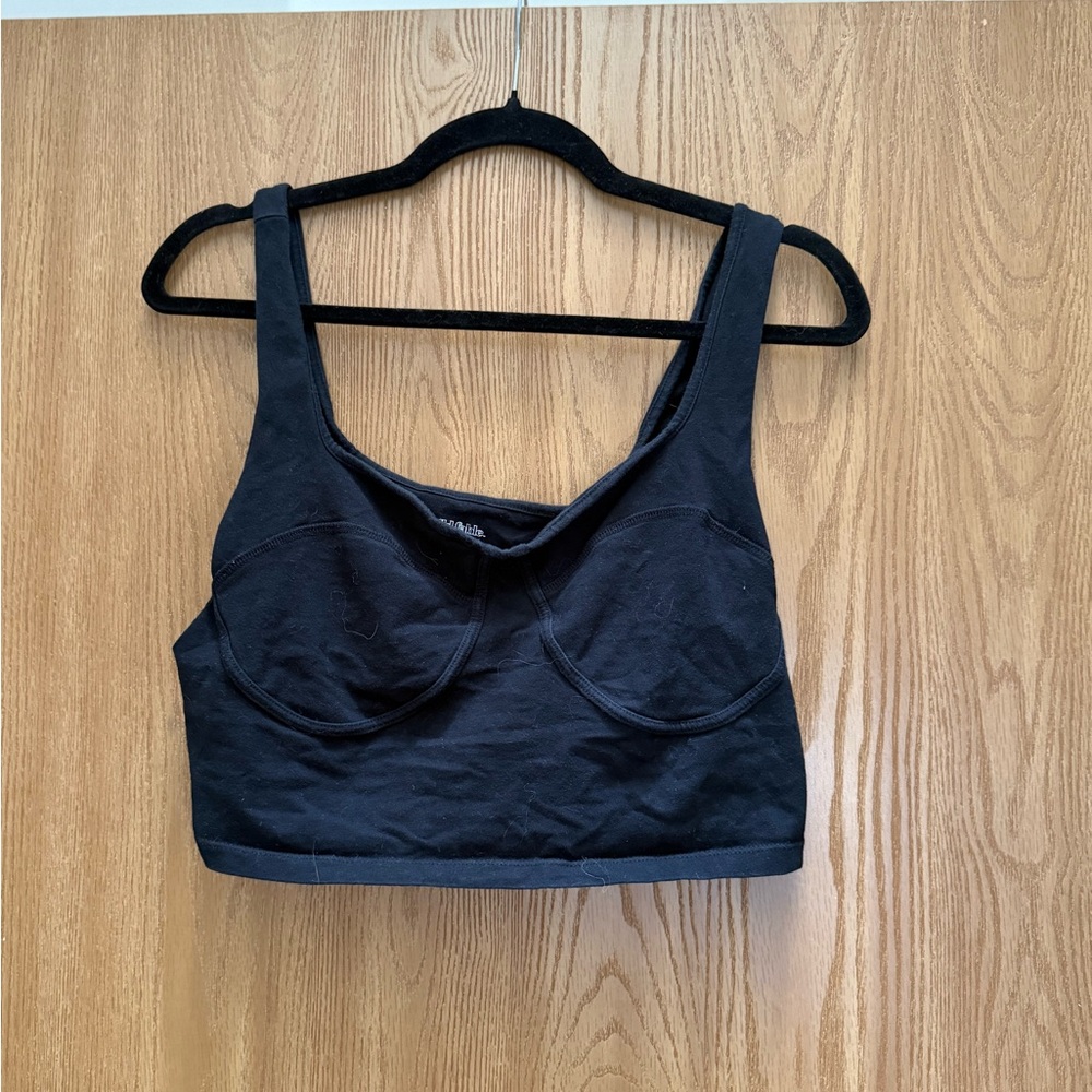 Wild Fable Black Crop Top with Wide Straps